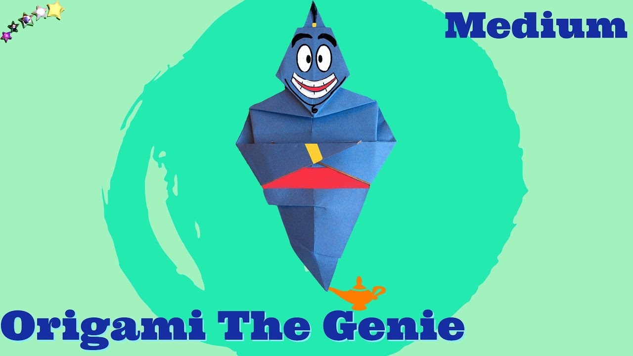 How to make origami Genie Jinn in Aladdin Disney. Medium lvl. paper folding crafts tutorial.