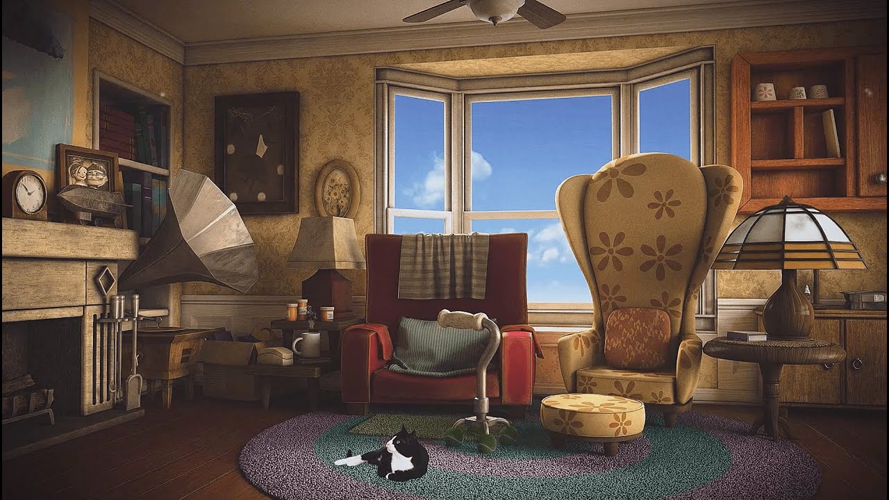 sunny 1950s morning & oldies playing in another room (wind, birds chirping) - vintage music playlist