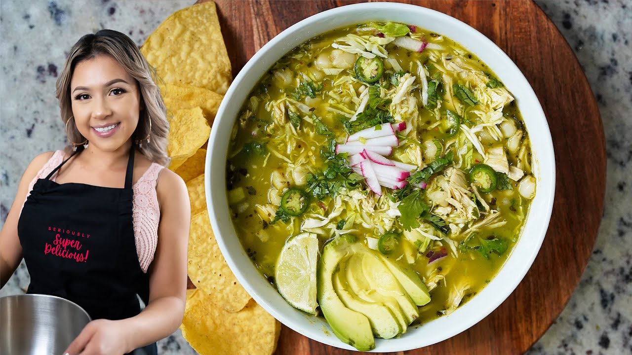 Seriously the Easiest and Most Delicious GREEN CHICKEN POZOLE & CUCUMBER SALSA | Pozole Verde