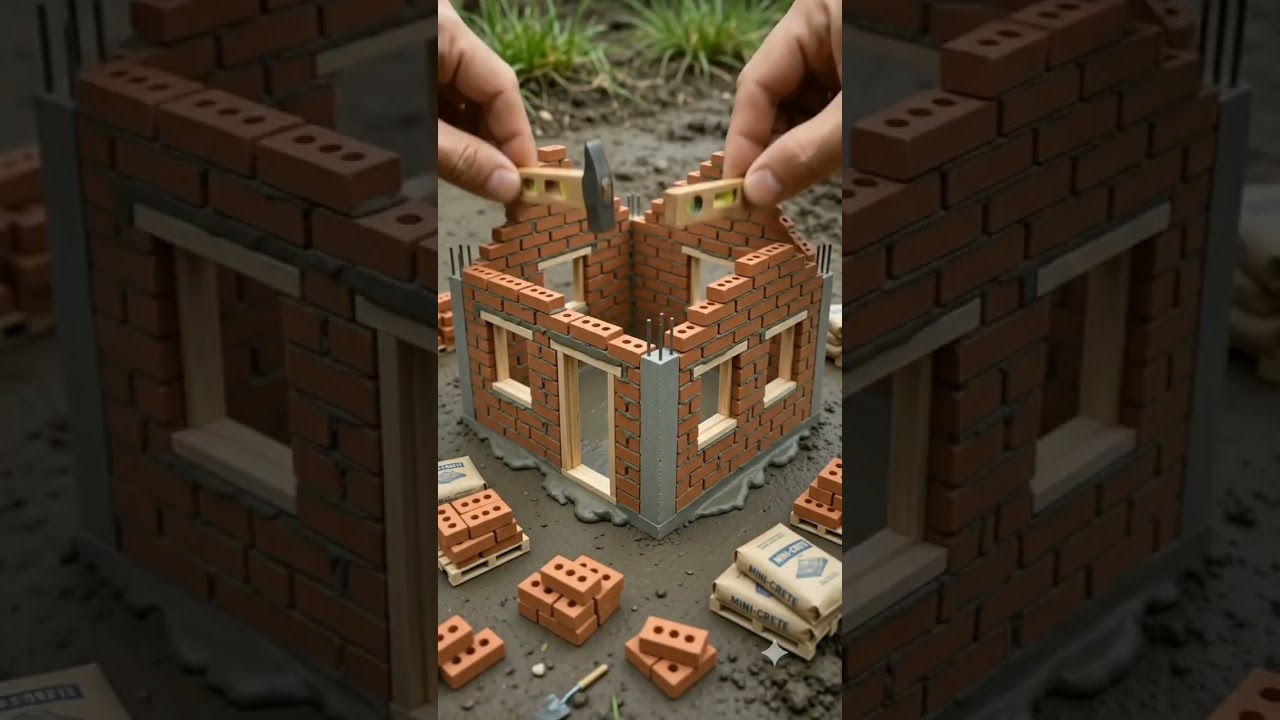 Miniature DIY Tiny Farmhouse Construction Timelapse | From Soil to Dream Home 🏡 #shorts