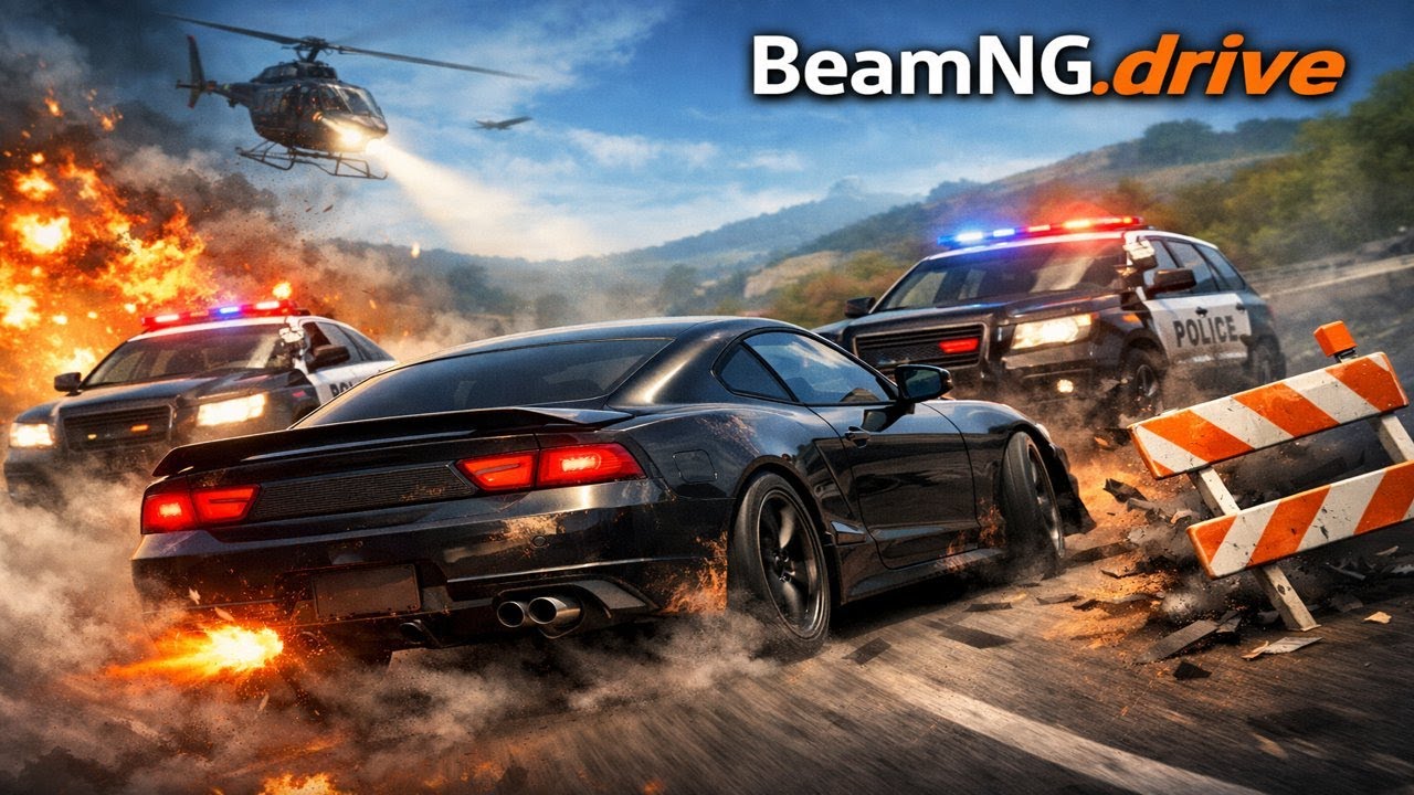 ujíždím policii v BeamNG drive