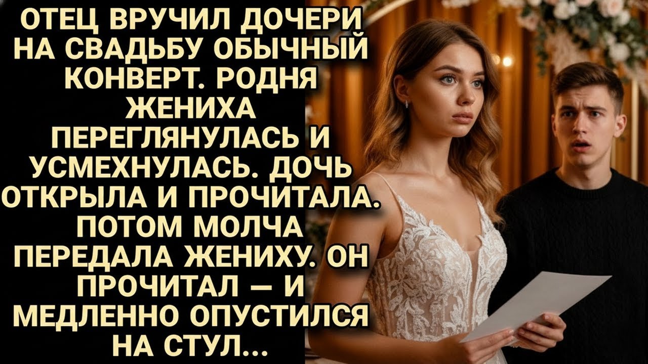 Отец вручил дочери на свадьбе обычный конверт. Жених прочитал — и медленно опустился на стул...