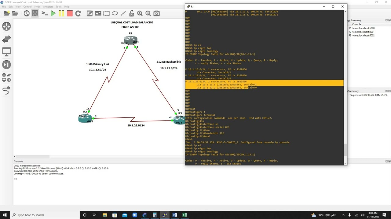 Unequal Cost Load Balancing in EIGRP