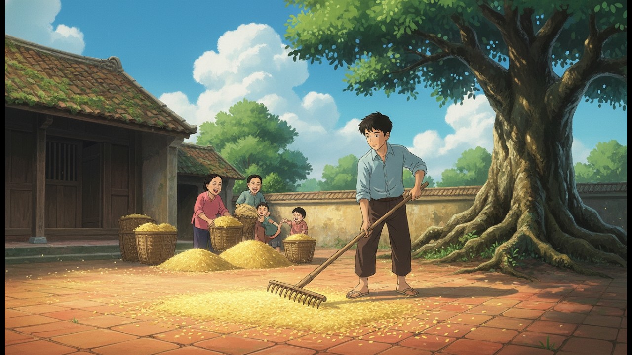 Harvest Season Arrives – The Whole Family Drys Rice in the Yard | Sunshine and Quiet Joy