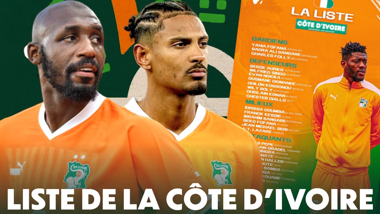 LISTE DE LA CÔTE D'IVOIRE POUR LA CAN2023 SANS WILFRIED ZAHA