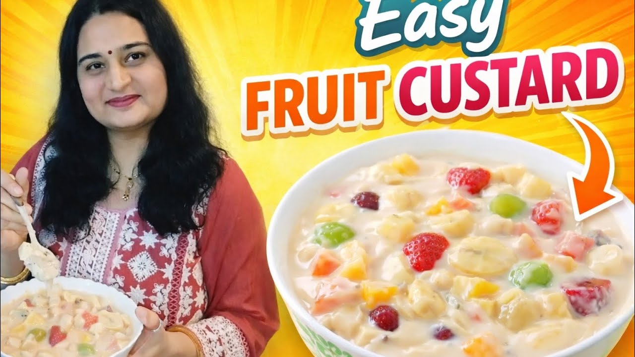 बच्चों के लिए बिना चीनी एक दम स्वाद से भरपूर हेल्दी फ्रूट कस्टर्ड 