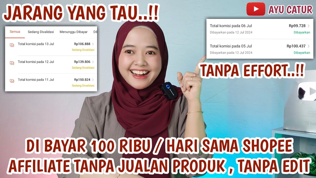 JARANG YANG TAU ❗DI BAYAR 100 RIBU PER HARI SAMA SHOPEE AFFILIATE TANPA JUALAN PRODUK , TANPA EDIT