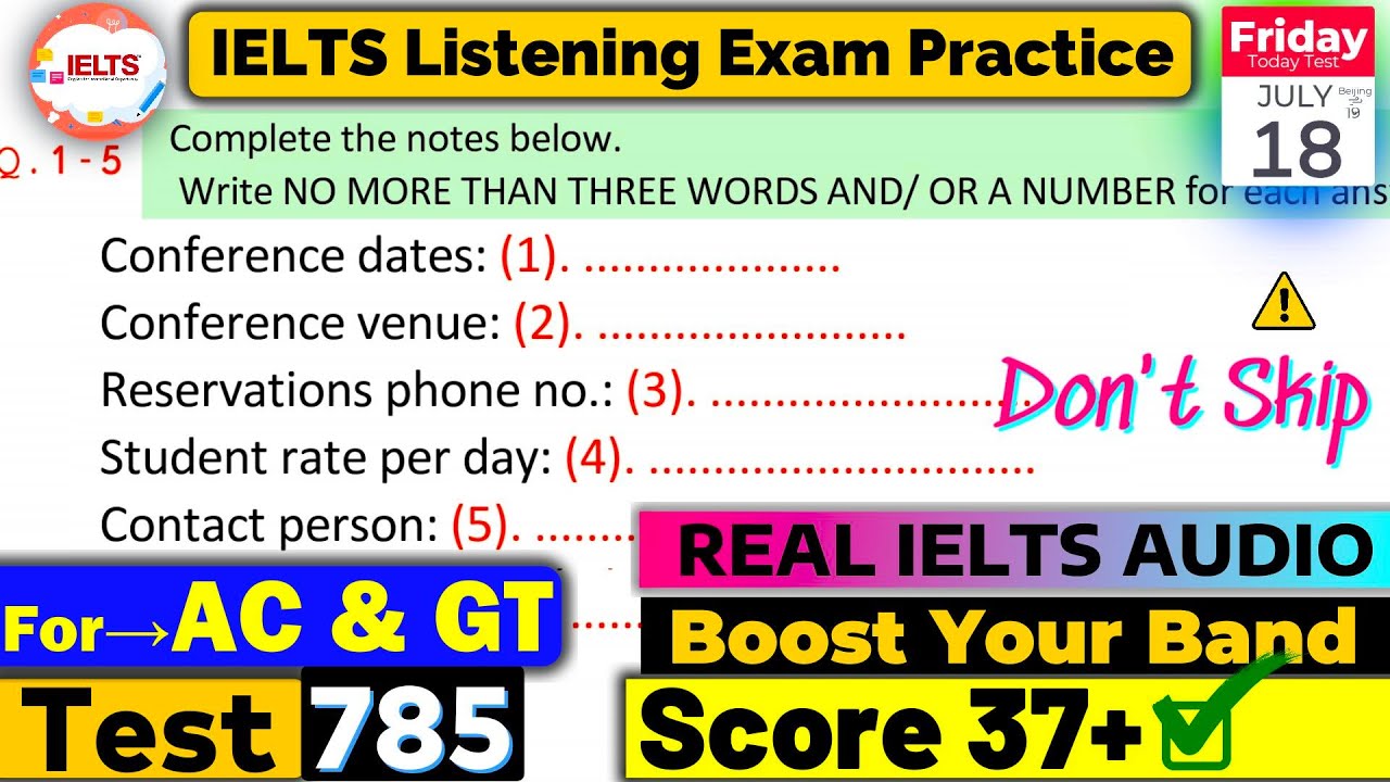 IELTS Listening Practice Test 2025 with Answers | Actual Exam - 785