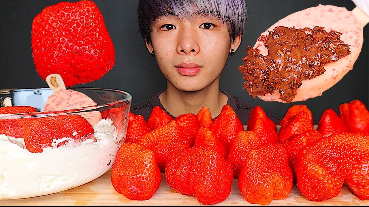 ASMR STRAWBERRY & WHIPPING CREAM + ICE CREAM 🍫 (Eating Sound) | MAR ASMR