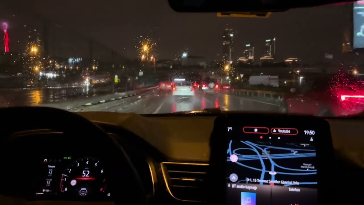 ASMR Driving In The Rain At Night #24 No Talking - Istanbul Kadıköy #asmr #driving