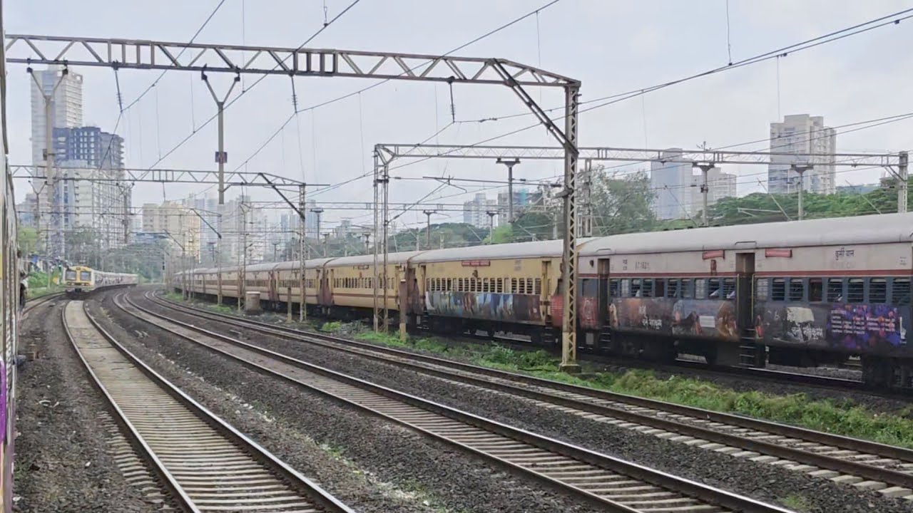 Kalyan Slow Local vs ICF Koyna Express  Long Parallel Race in Mumbai Suburban.#indianrailways#icf 