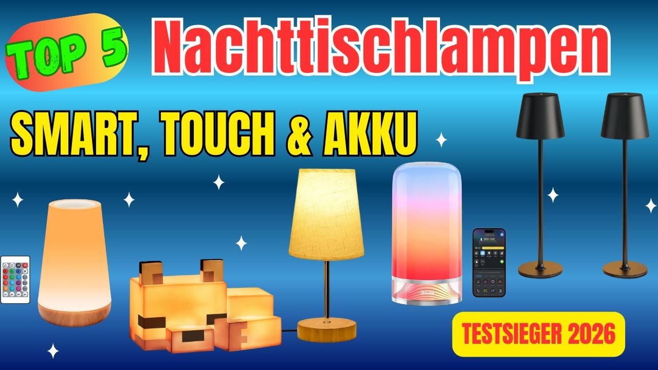 TOP 5 Nachttischlampen Test 💡 Touch, Dimmbar & Kabellos (Govee, Auxmir & mehr)