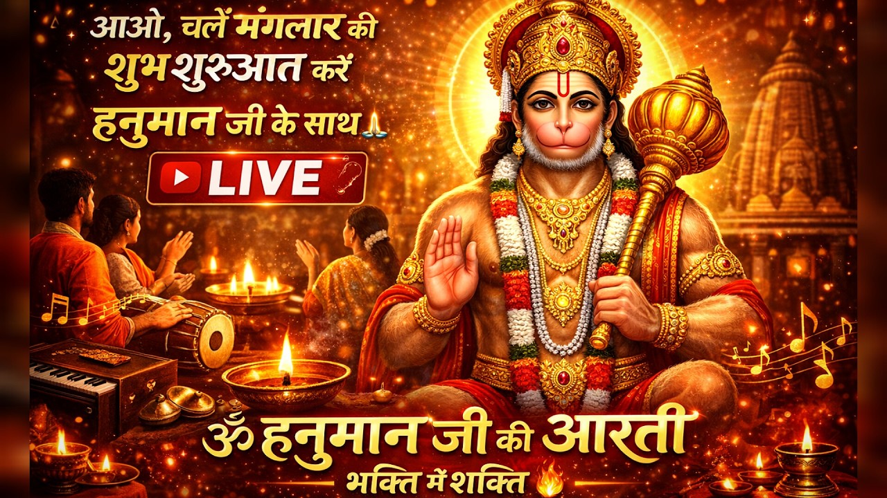 LIVE 🚩 ॐ हनुमान जी की आरती | मंगलवार की पावन शुरुआत | Hanuman Bhajan Live