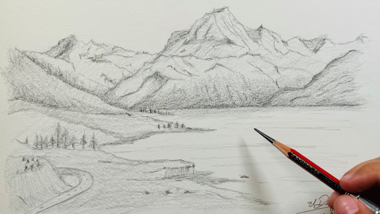 🔴 CÓMO DIBUJAR UN PAISAJE DE MONTAÑAS A LÁPIZ | TUTORIAL PASO A PASO CON SOMBREADO REALISTA