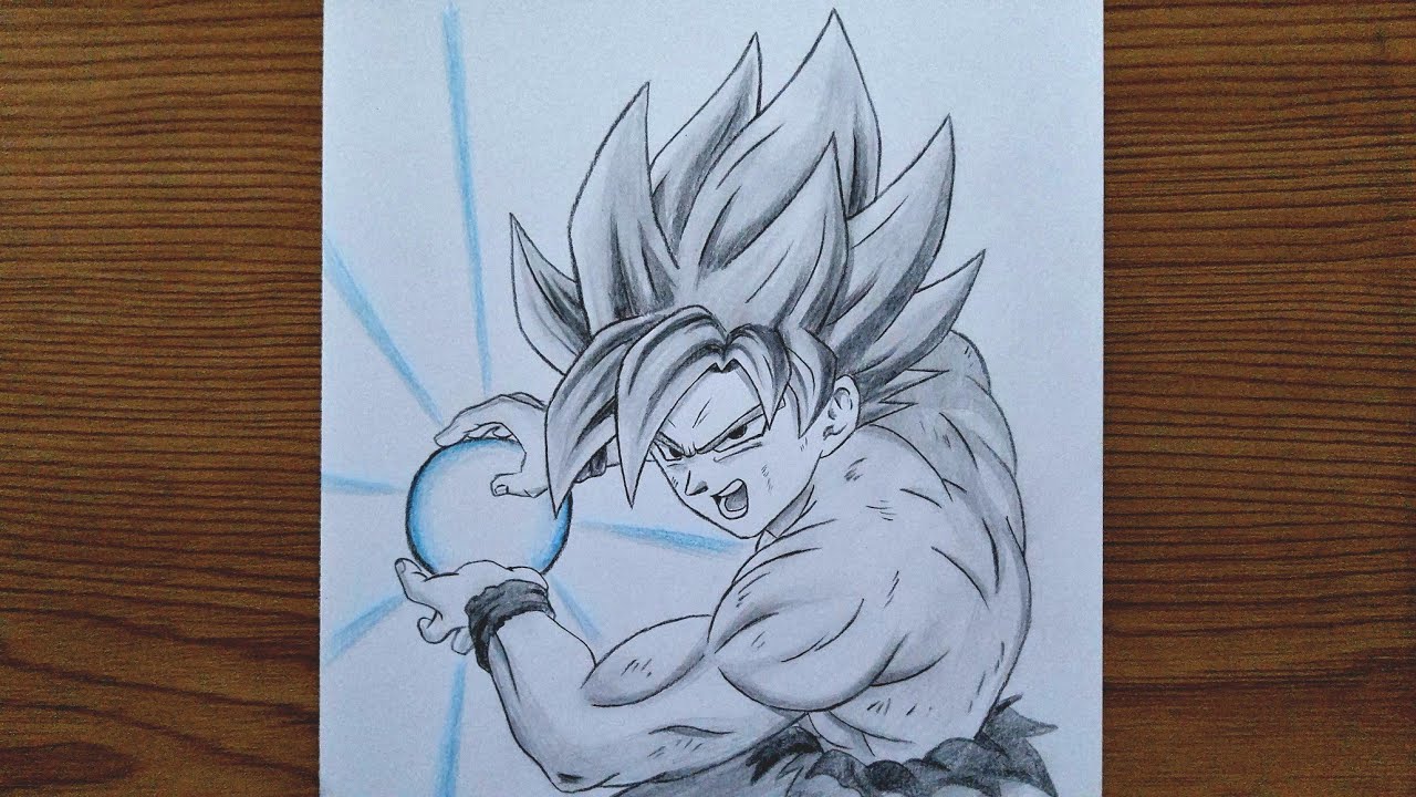 How To Draw Goku Super Saiyan Blue Kamehameha || Anime Drawing