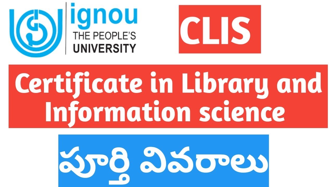 Certificate course in Library and Information science Full details  | Ignou Updates in telugu