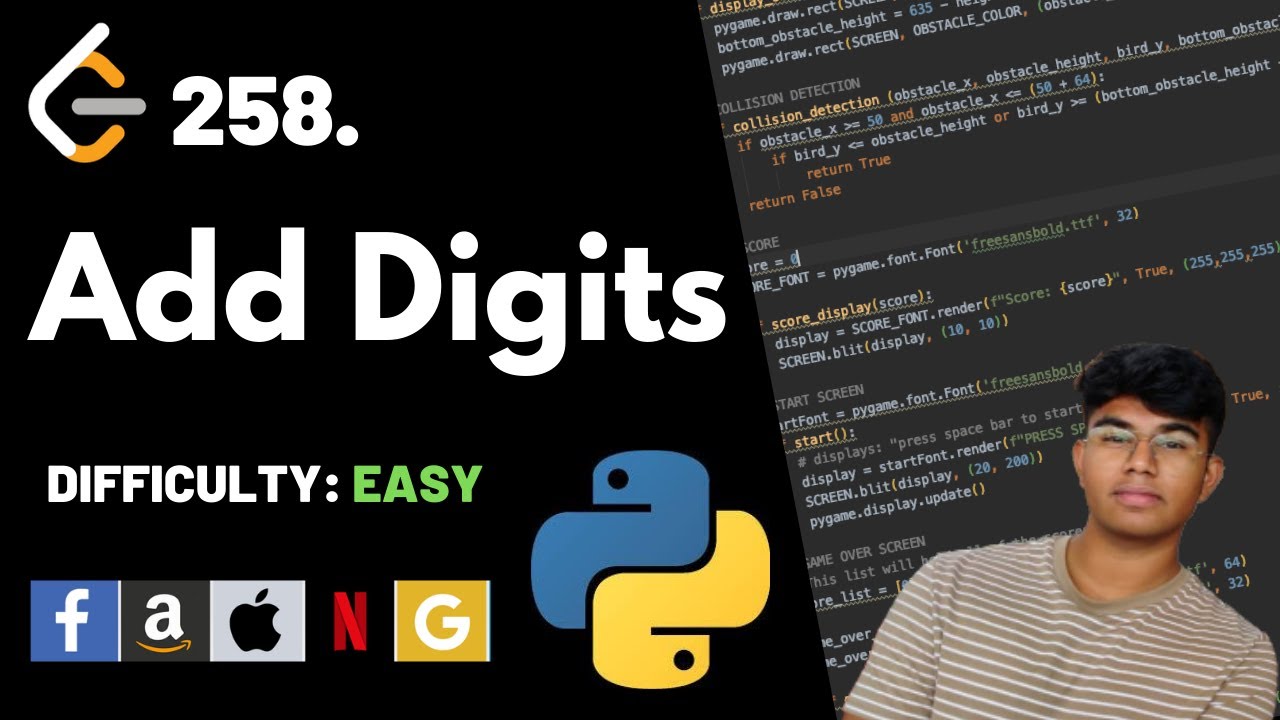 Add Digits | Leet code 258 | Theory explained + Python code | July Leet code challenge
