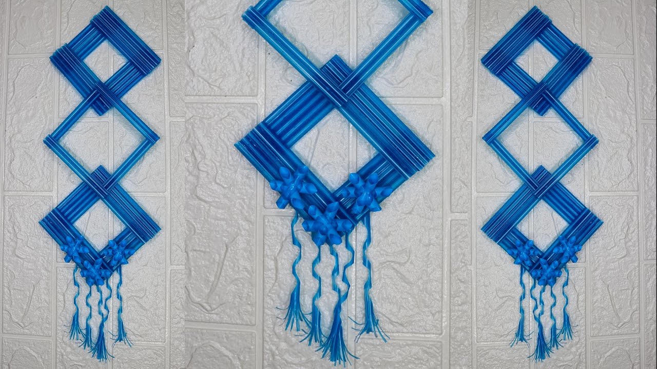 Wall decor aesthetic with straw | hiasan dinding bunga dari sedotan