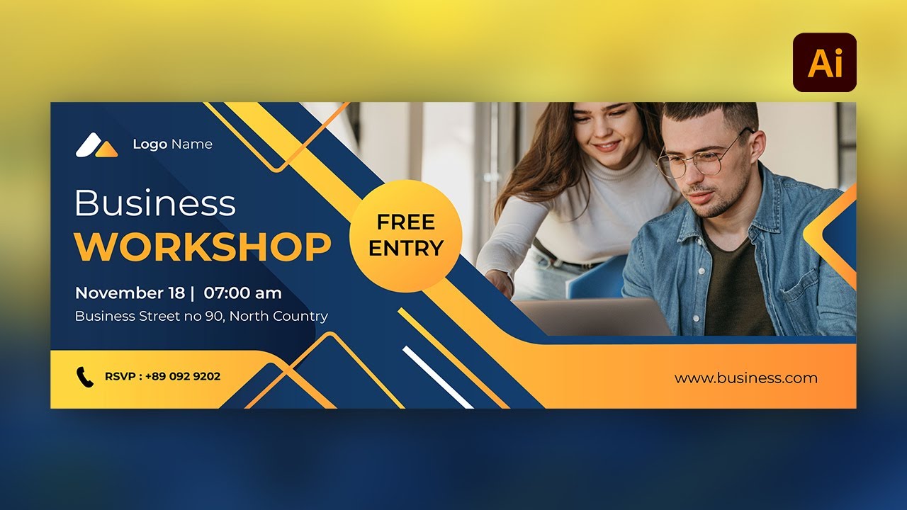 Business Workshop Facebook Cover Design in Adobe Illustrator