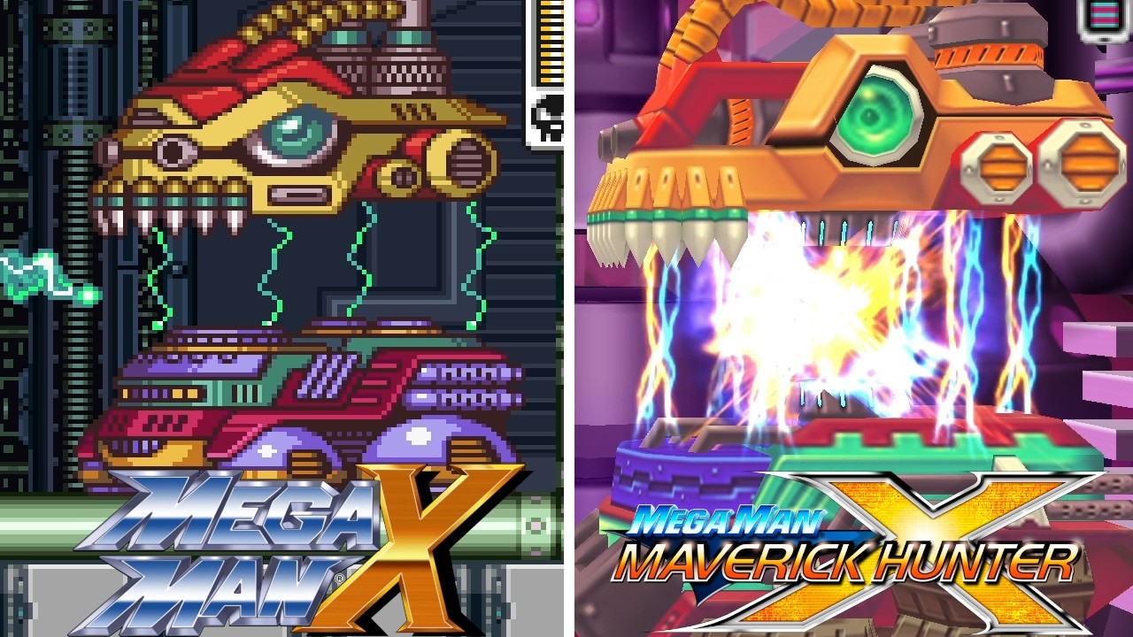 Mega Man Maverick Hunter X - All Bosses Comparison SNES (1993) vs PSP (2005)