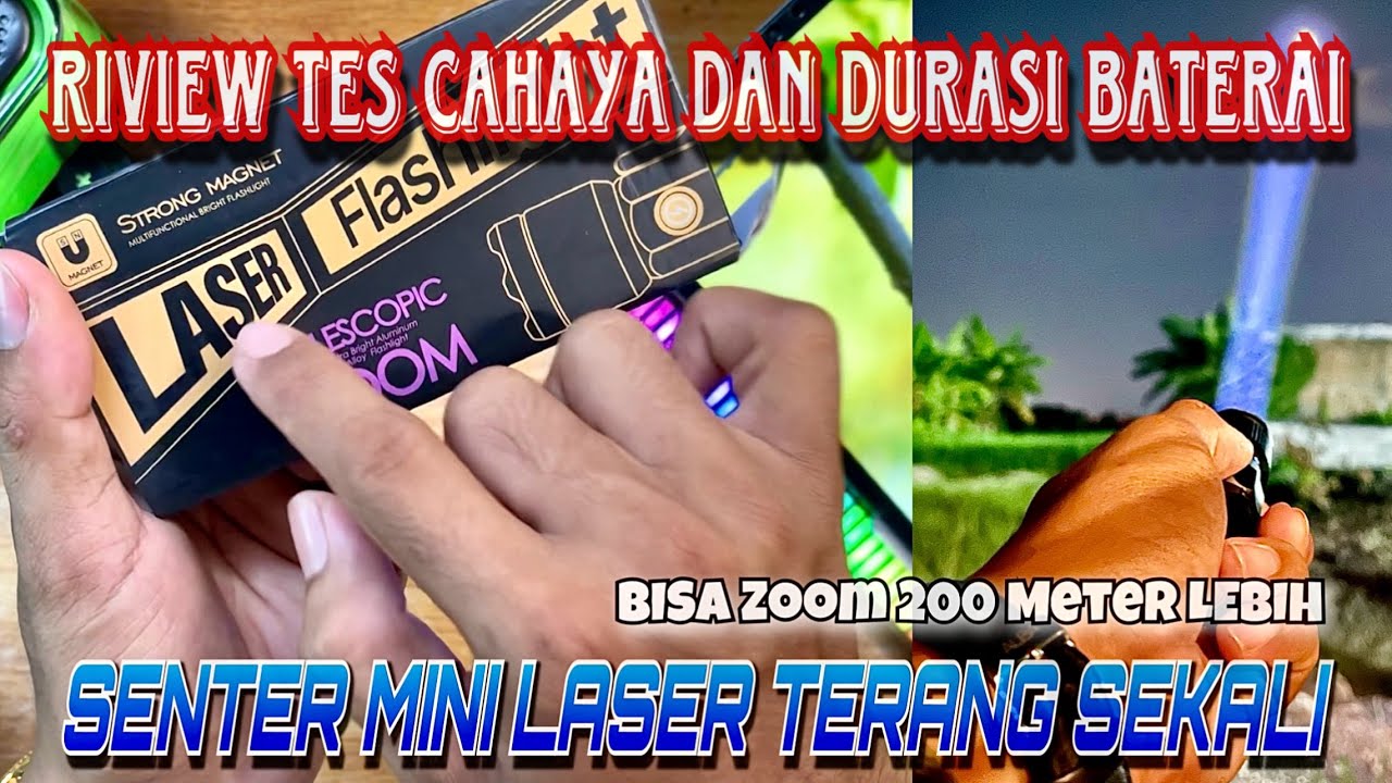 SENTER MINI TERBARU LED LASER ADA MODE TURBO JARAK SOROT 200 meter RIVIEW LENGKAP