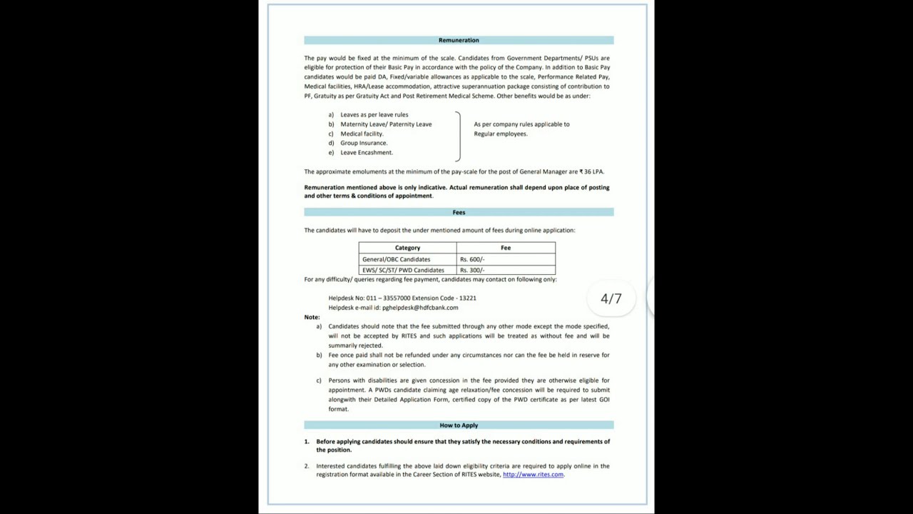 Recruitment in Rites Limited.