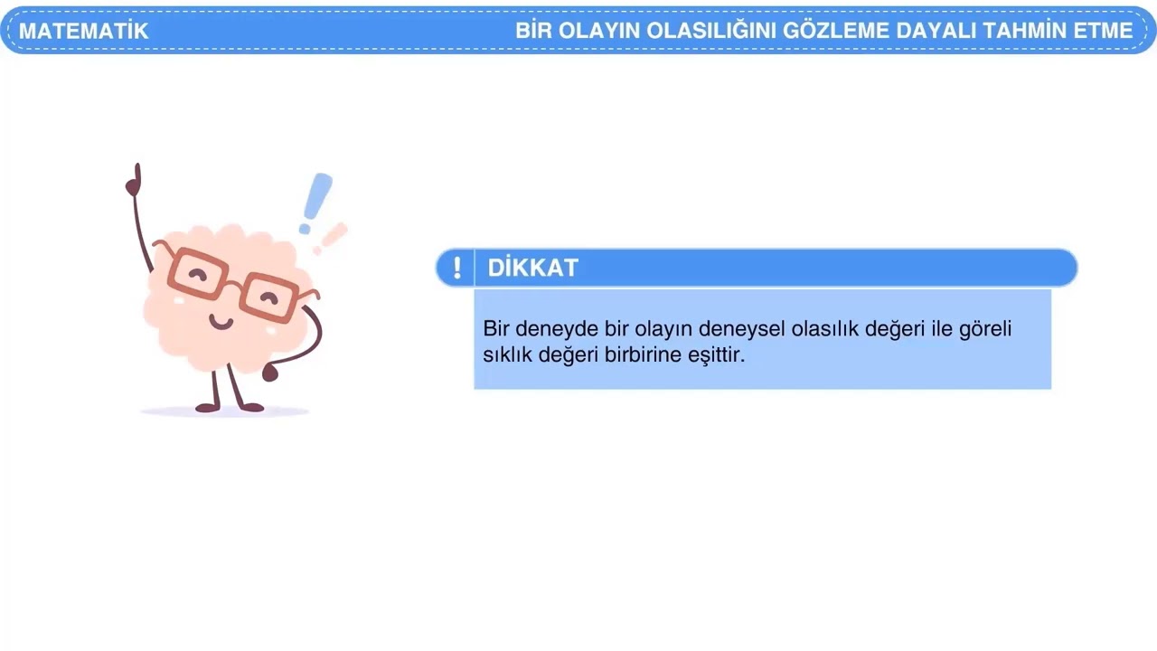 (6.4.1) 6. Sınıf / Matematik / Veriden Olasılığa / Bir Olayın Olasılığını Gözleme Dayalı Tahmin Etme