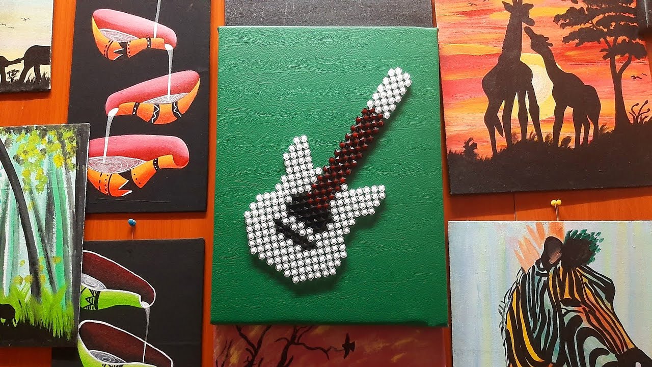 Beaded Guitar Wall Hanging