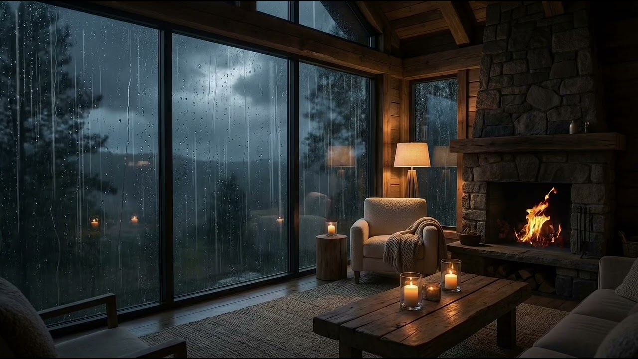 Rain & Fireplace White Noise for Deep Sleep 🌧️🔥 Fall Asleep Fast Tonight