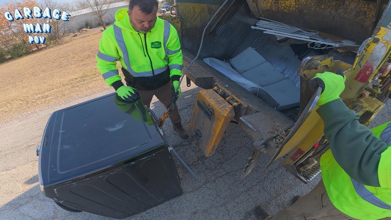 Yard Waste Cleanup Day | Trash Truck Garbage POV | 4K ASMR