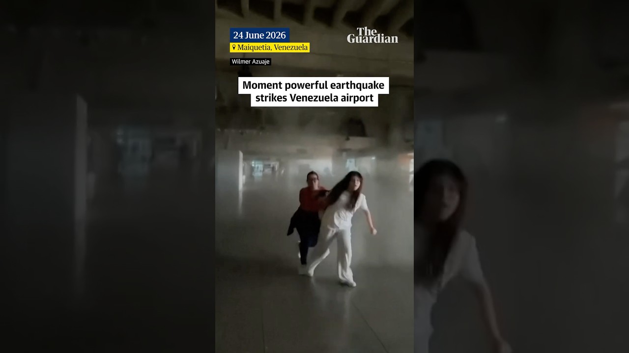 Moment powerful earthquake strikes Venezuela airport