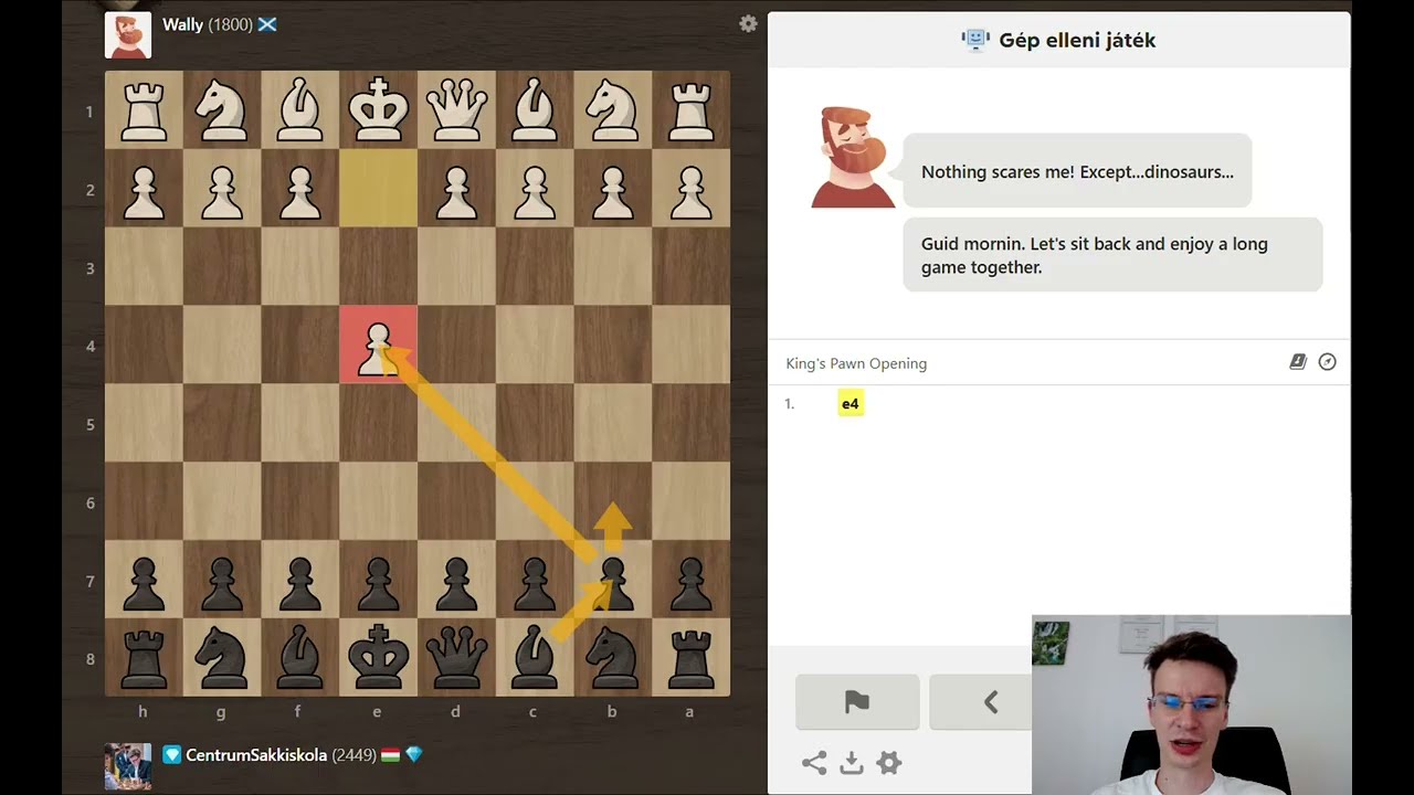 1.e4 b6 a gyakorlatban, Játék a Chess.com robotok ellen, Owen-védelem