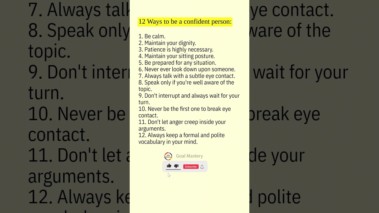 How to be a confident person #dailyquotes #goalmastery #secret