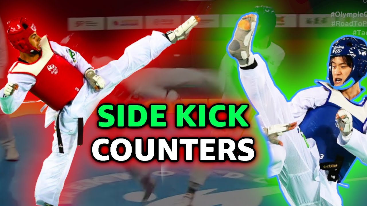 How to Counter Side Kicks (Cut Kicks) in Taekwondo (Dae Lee Hoon Vs Achab)