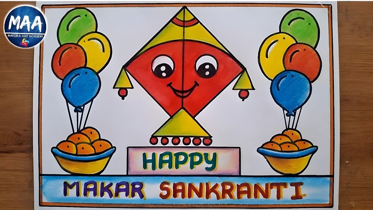 Makar Sankranti Drawing Easy | How to Draw Makar Sankranti Drawing | Happy Makar Sankranti Drawing