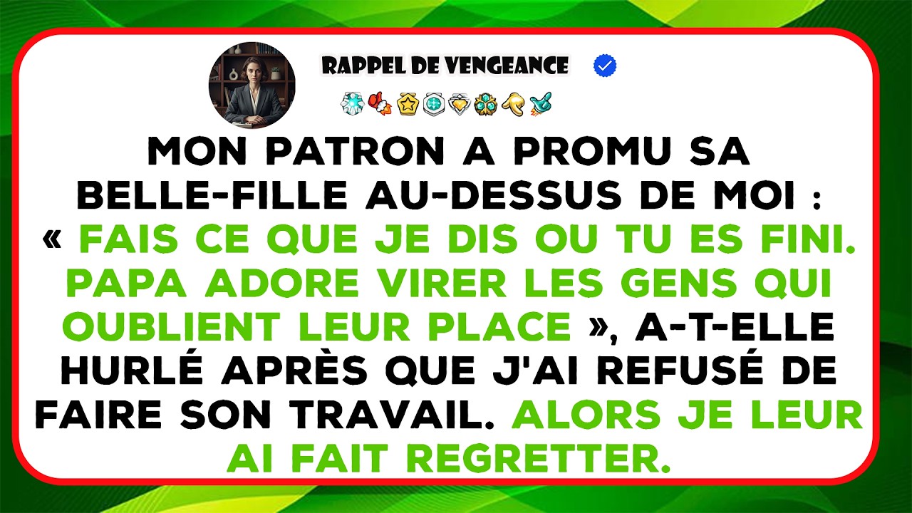 Je Raconte Comment Mon Patron A Promu Sa Belle-fille À Ma Place Et M’a Menacé Gravement.