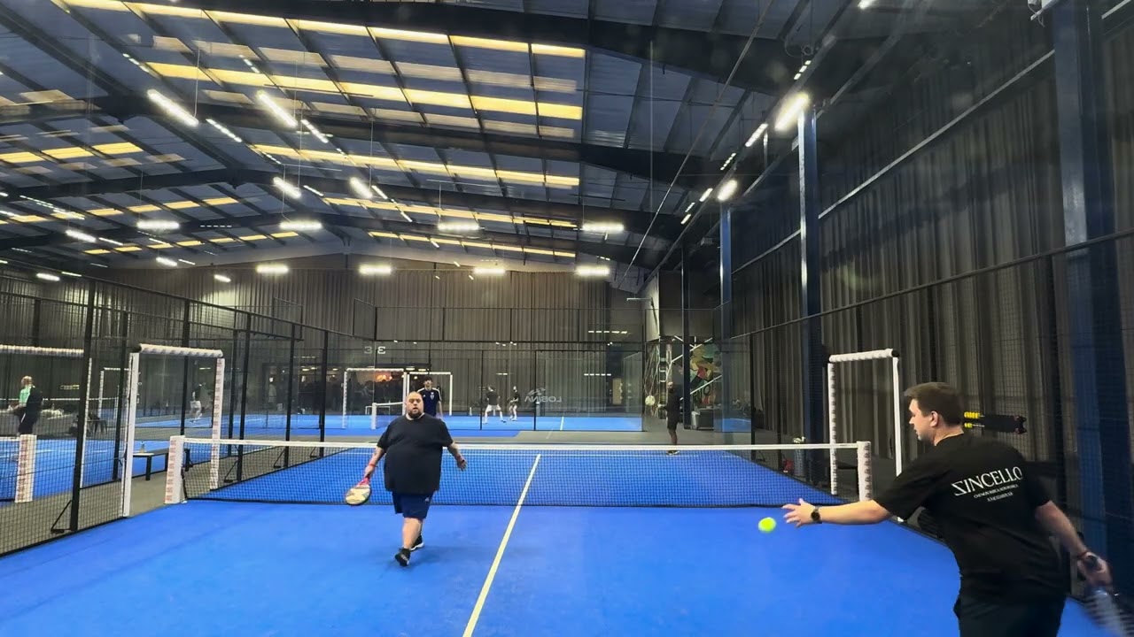 Fat man plays full padel game in Derby  