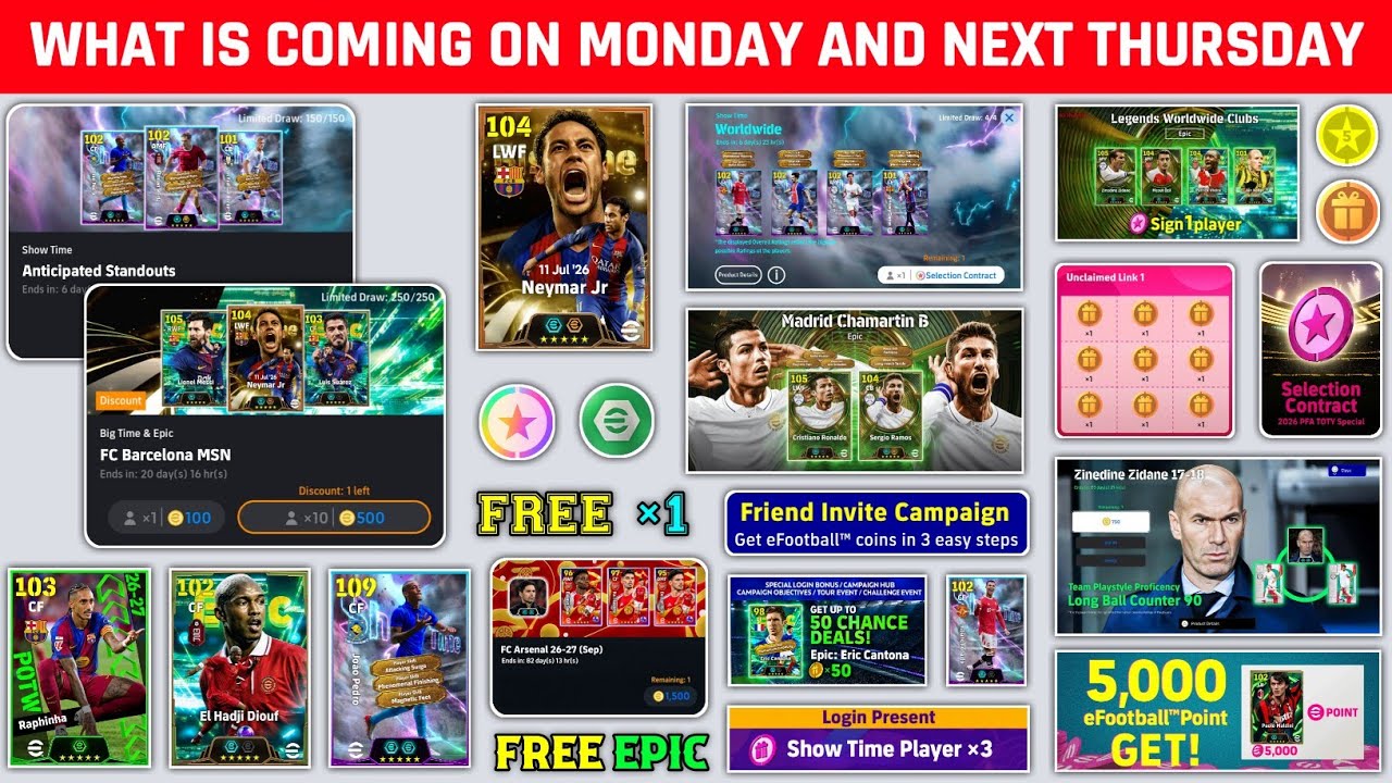 Акция с бесплатными эпическими игроками и монетами 🤩 Что ждет в eFootball 2027 в понедельник и сл...