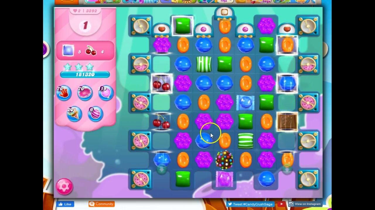 Candy Crush Level 3292 Talkthrough, 20  Moves 0 Boosters