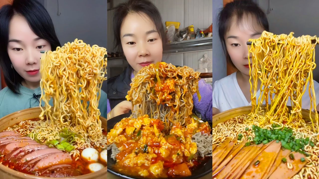 Korean Spicy Noodles with Soft Boild Eggs Eating Mukbang Spicy Noodles Eating Challenge Mukbang