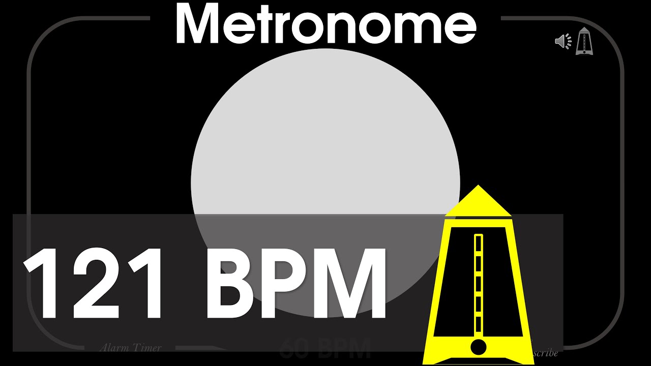 121 BPM Metronome - Allegro - 1080p - TICK and FLASH, Digital, Beats per Minute