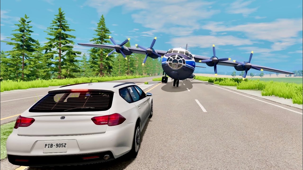 АСМР ПОСАДКА САМОЛЕТА НА ТРАССУ В BeamNG Drive