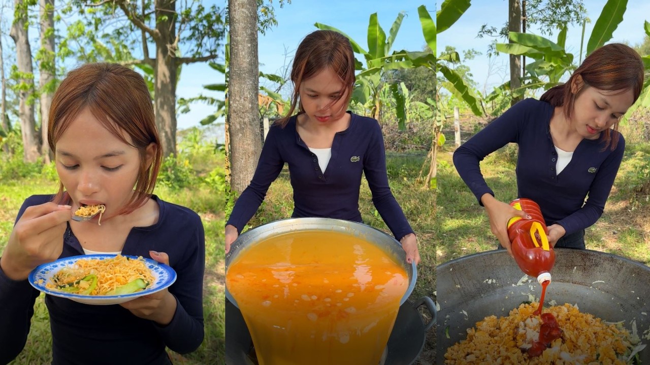 Amazing cooking deep fried egg and rice recipe