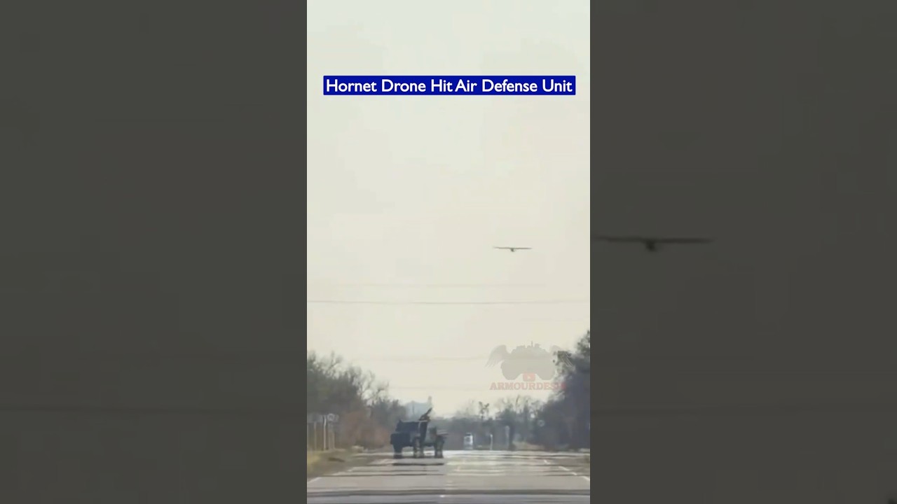 Hornet Kamikaze Drone Ignores Civilians and Hit Russian Air Defense Unit #shorts