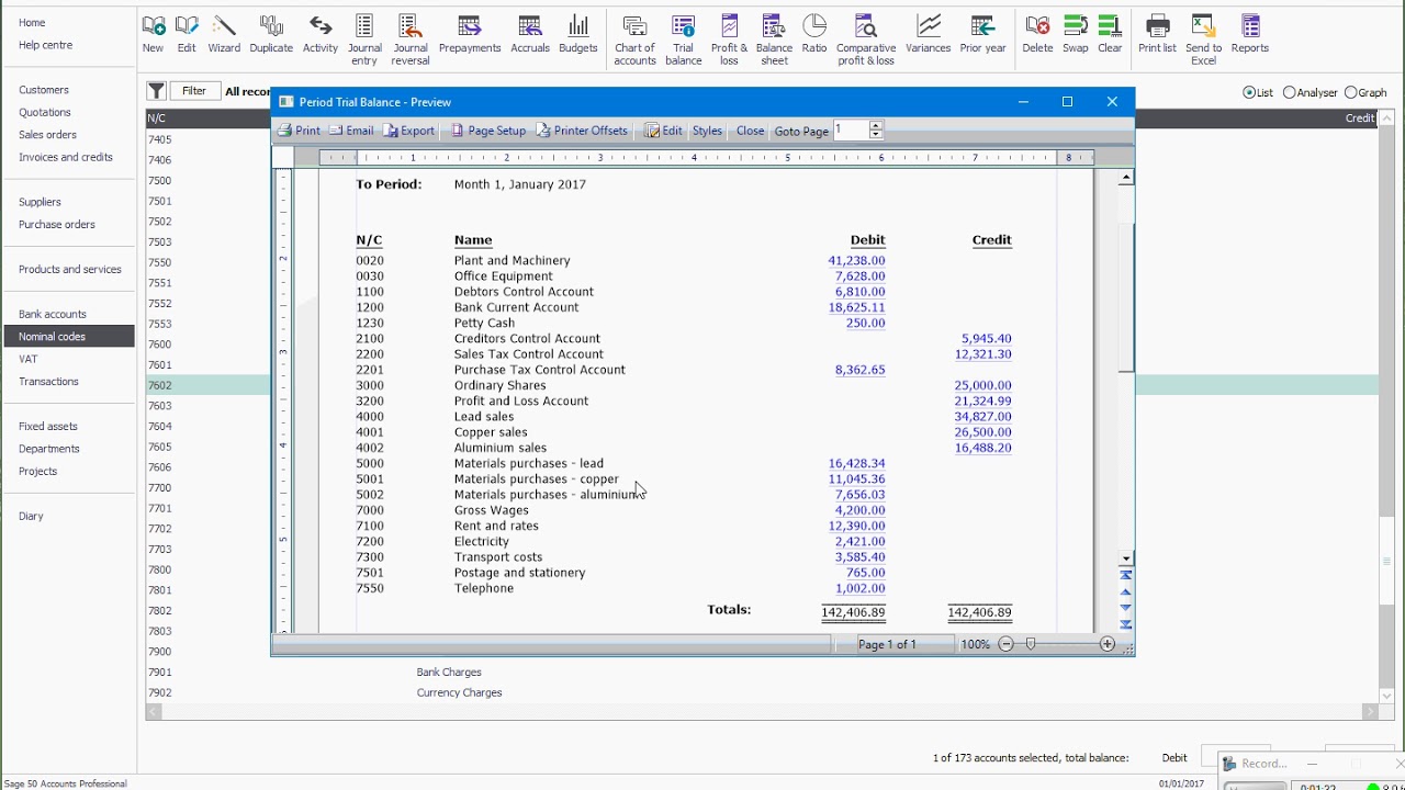 15 Producing a Trial Balance in Sage