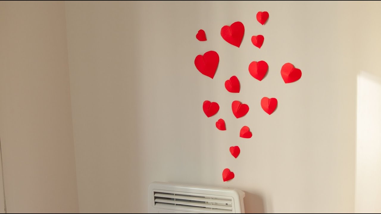 DIY How to make simple 3D heart wall decoration in 15min. (Wedding, Valenitne's)