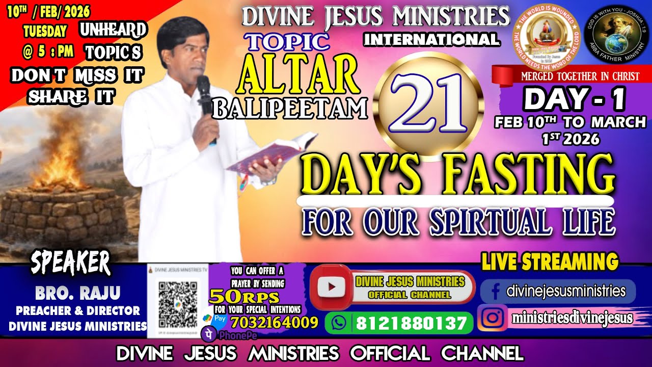 #virallivestream TOPIC : / ALTAR BALIPEETAM / 21 DAYS FASTING PRAYER FOR OUR SPIRTUAL LIFE / SHARE