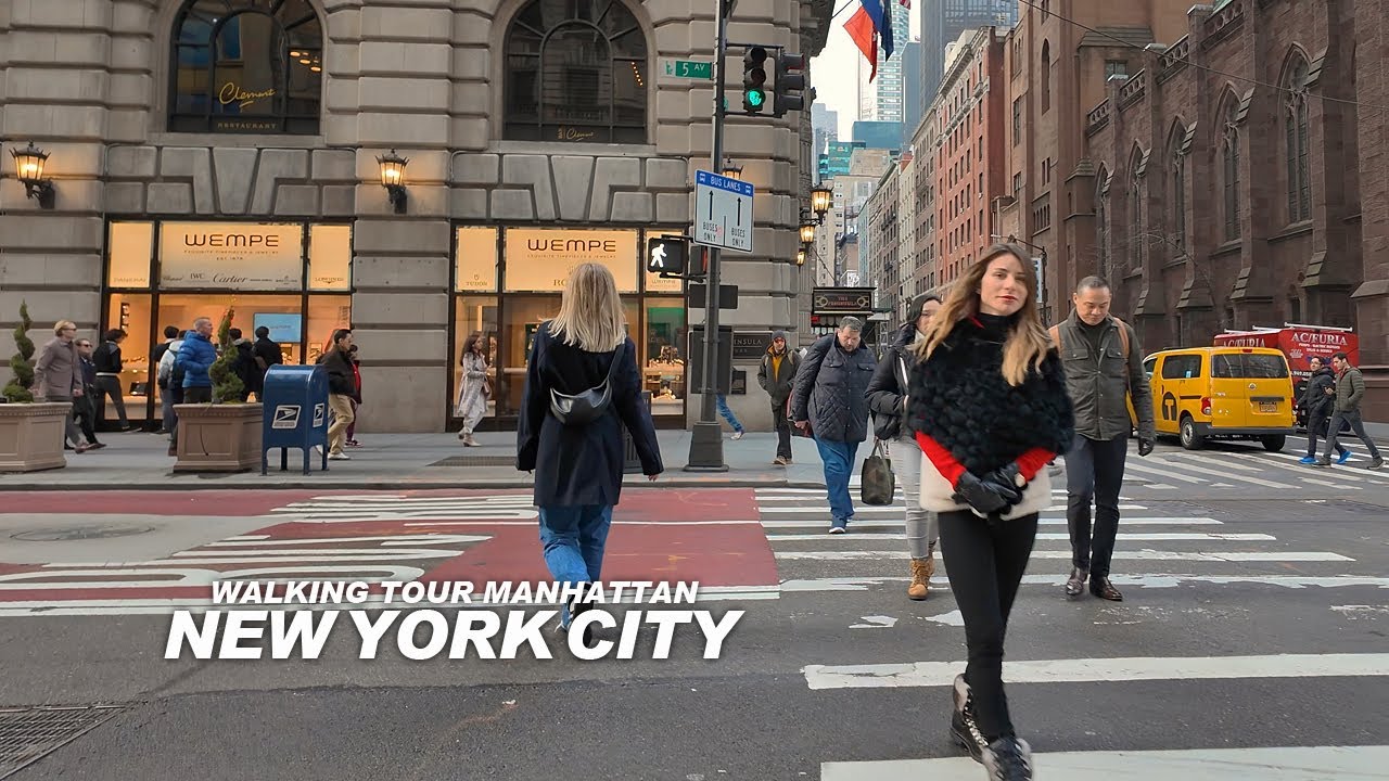 New York Manhattan Winter Walk, 8th Avenue, 5th Avenue, Chelsea, 42nd Street, Times Square, Broadway