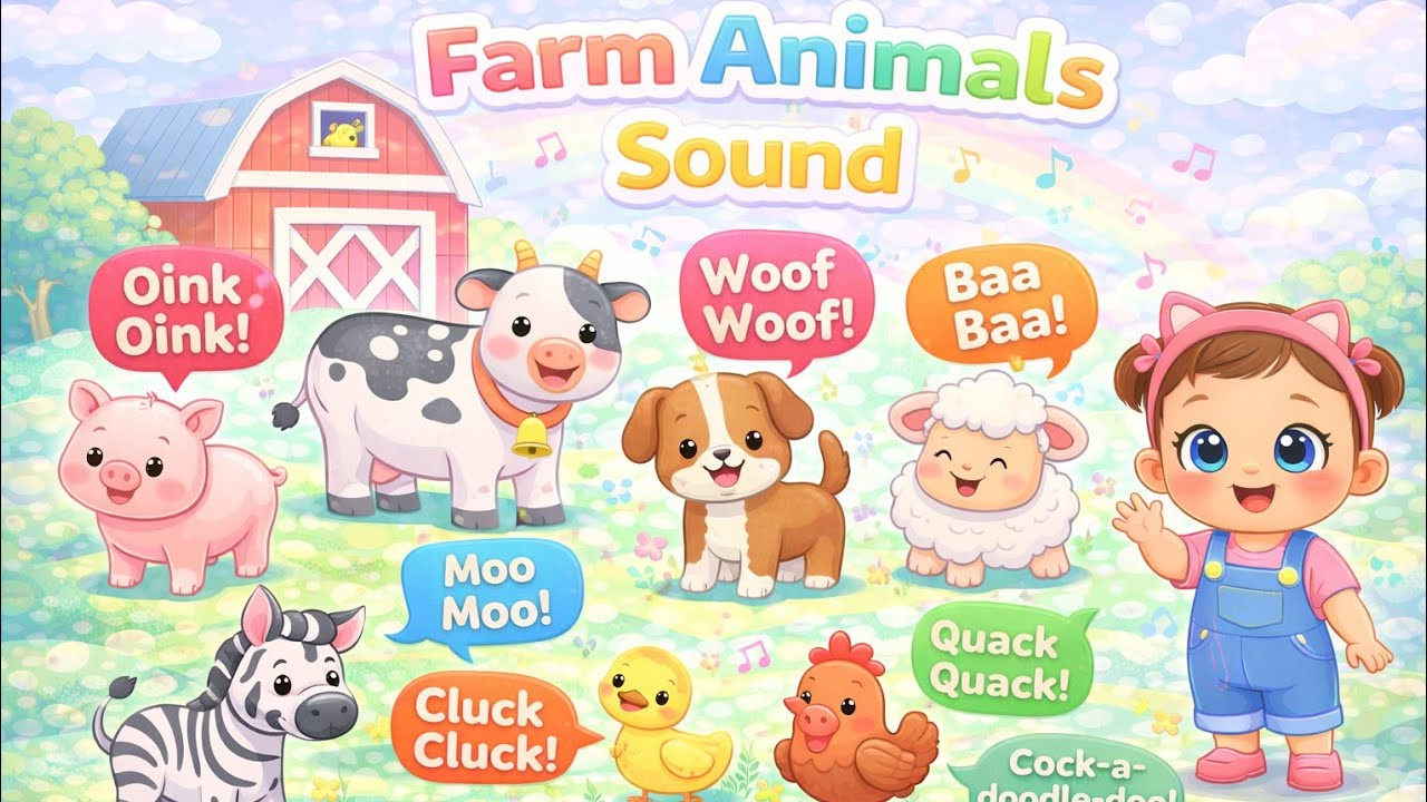 Farm Animal Sounds for Kids 🐄🐶🐱 | Learn Animals One by One