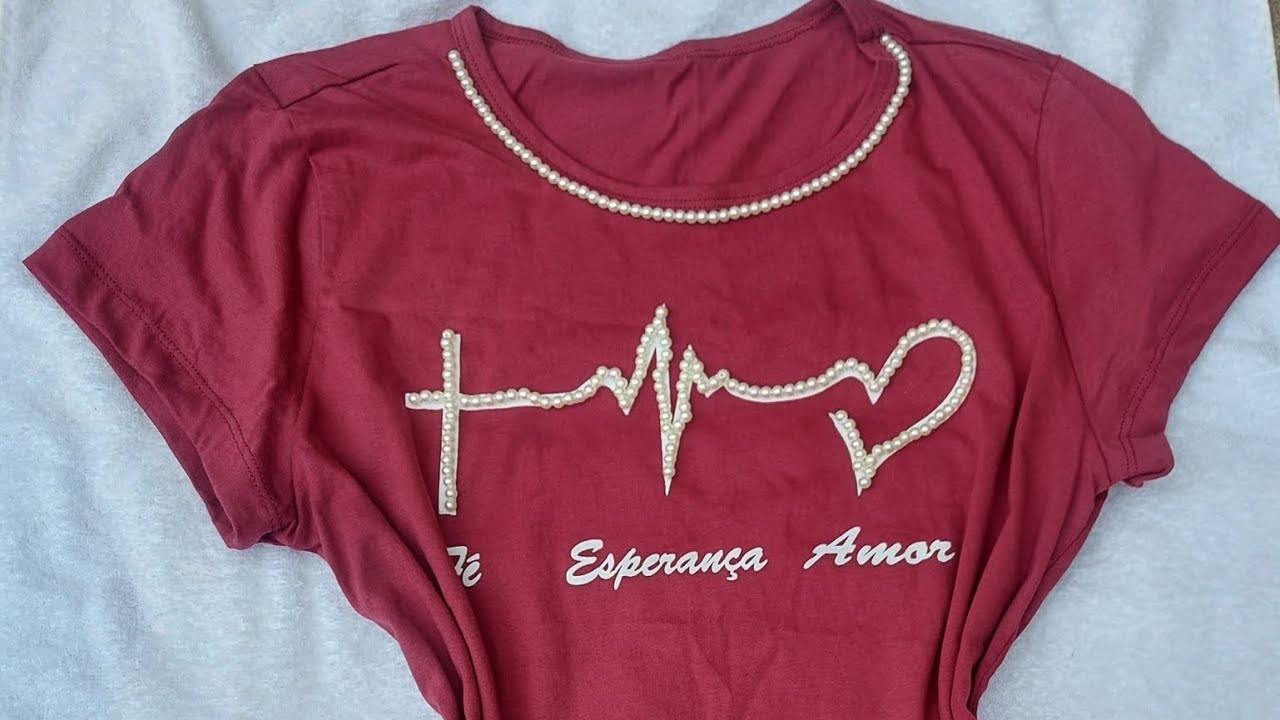 como colocar pérolas na blusa vídeo aula  Customização